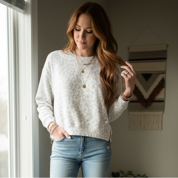 Rails Tops - Rails Marlo Zip Sweatshirt In Grey Jaguar Size XS